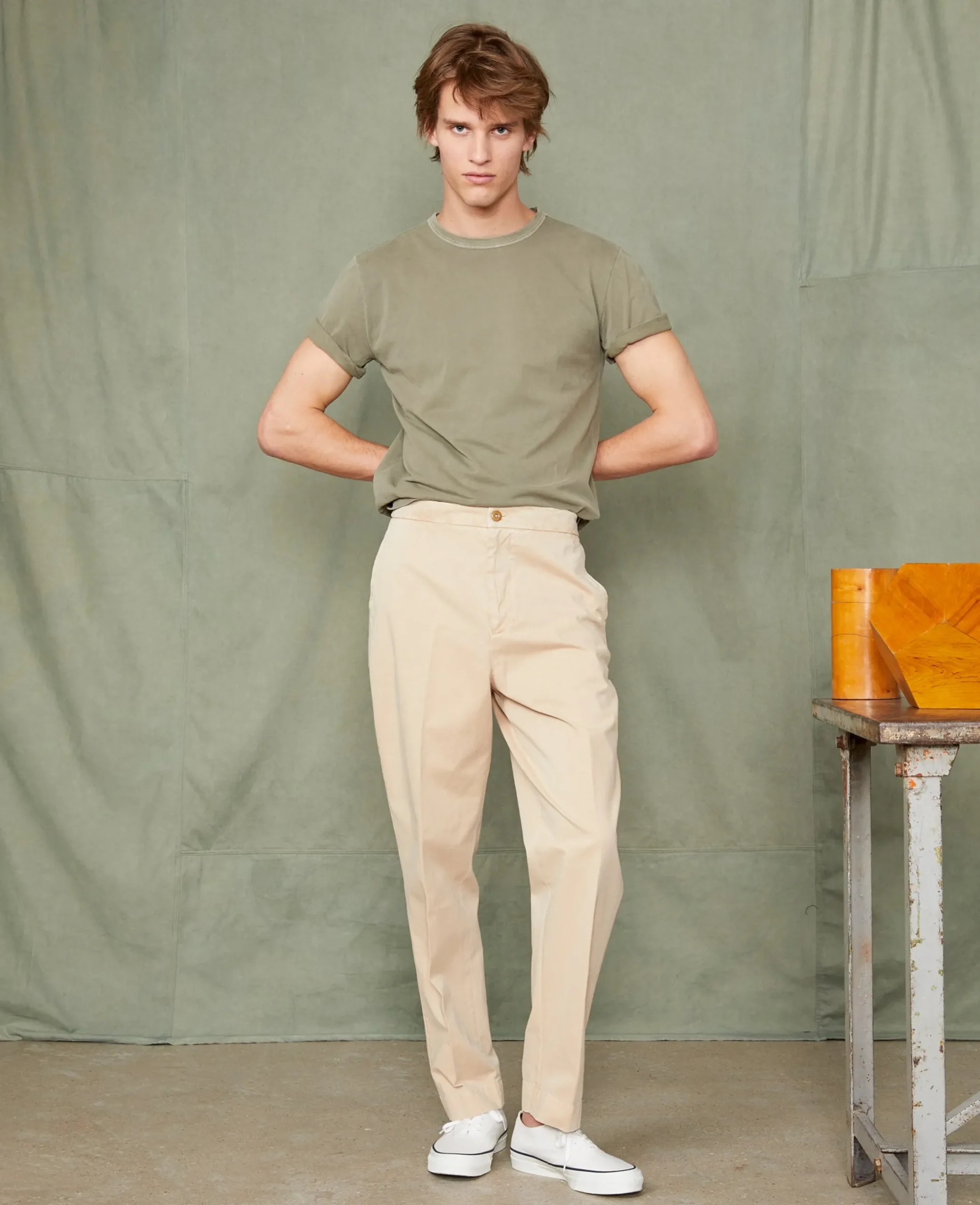 Chino a taille elastique coton italien organique