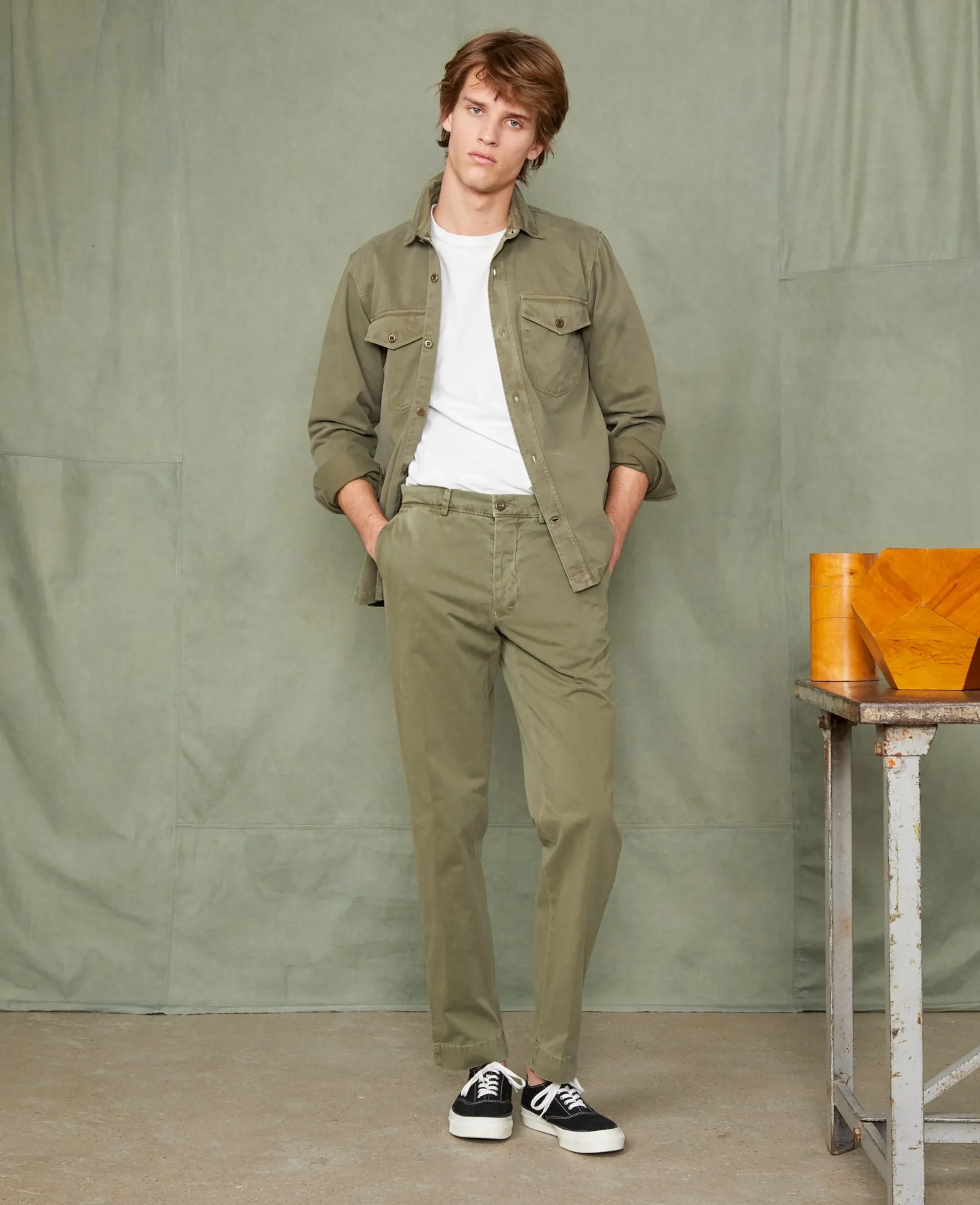 Chino plain front coton italien organique