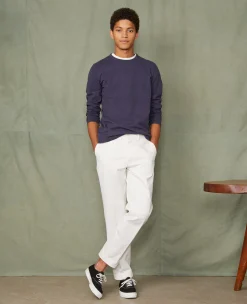 Chino plain front coton italien organique