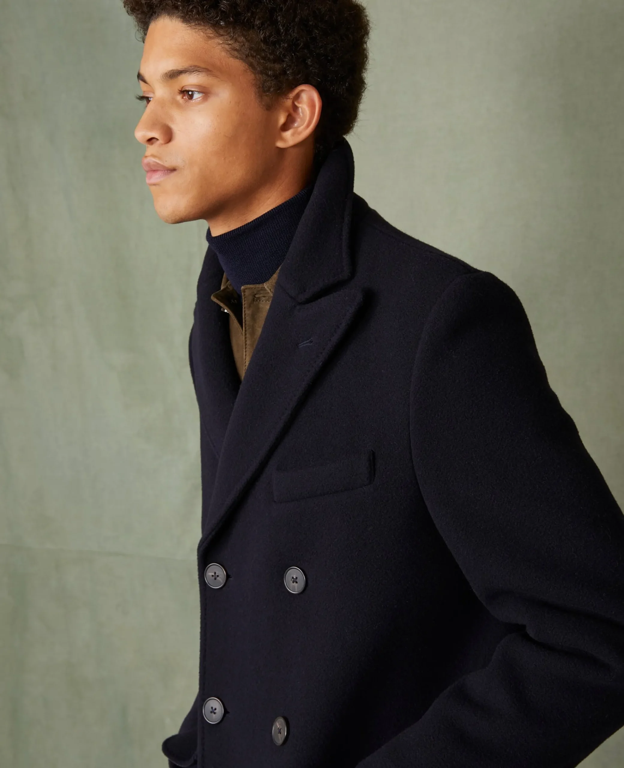 Manteau croisé laine feutrée