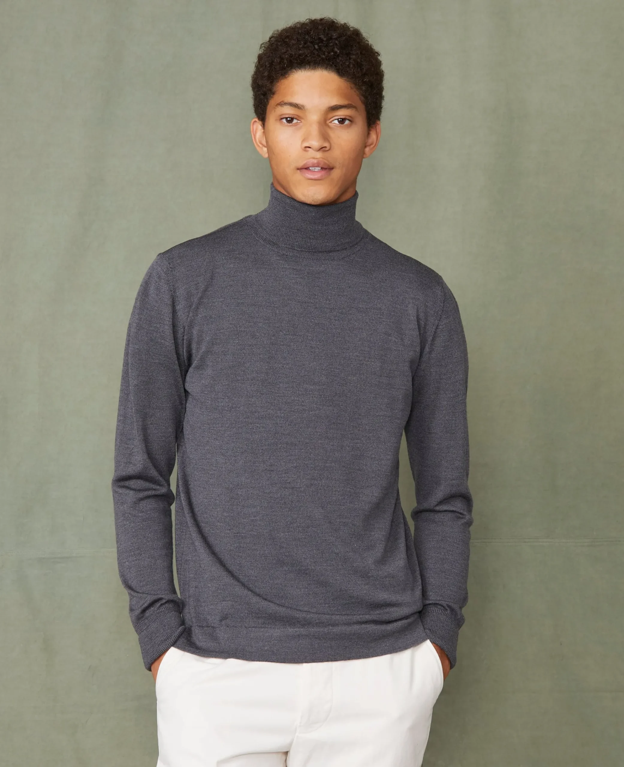 Pull col roulé laine merinos italienne