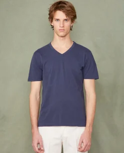T-shirt col v coton recyclé et organique