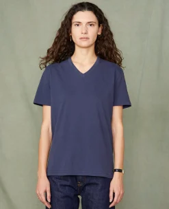 T-shirt col v coton recyclé et organique