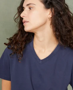 T-shirt col v coton recyclé et organique