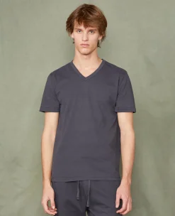 T-shirt col v coton recyclé et organique