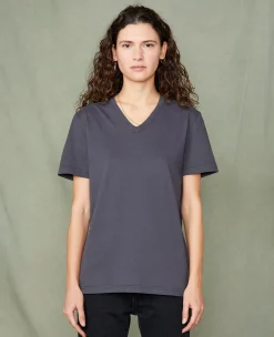 T-shirt col v coton recyclé et organique